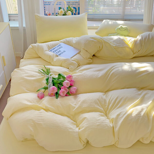 Class A Washed Cotton Four-piece Set Pure Color Duvet Cover Sheets