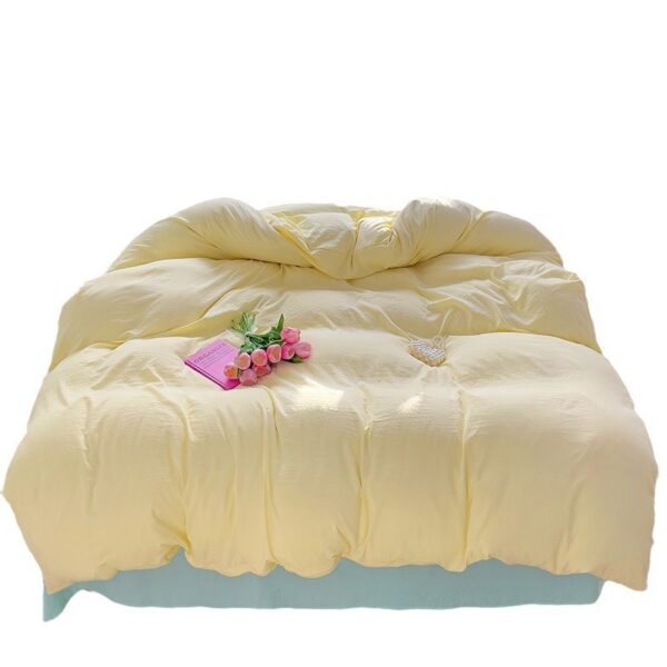 Class A Washed Cotton Four-piece Set Pure Color Duvet Cover Sheets - Image 5