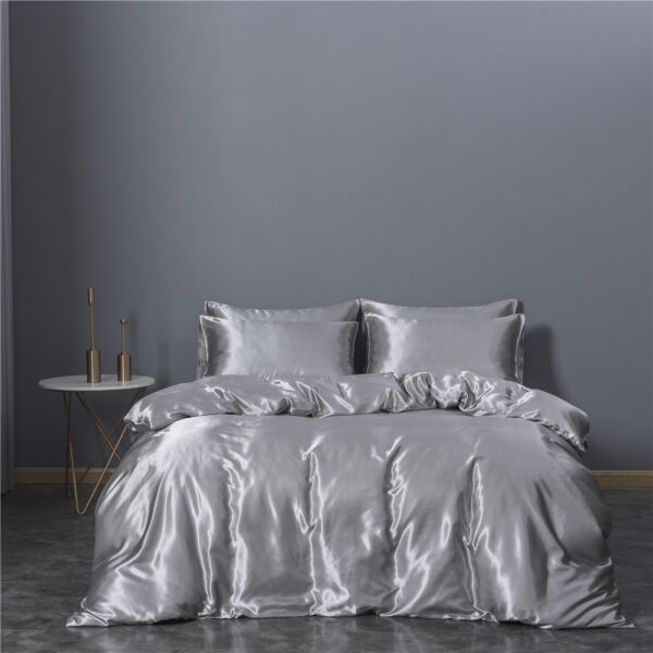 Simulation Silk Three-piece Duvet Cover Bedding - Image 5