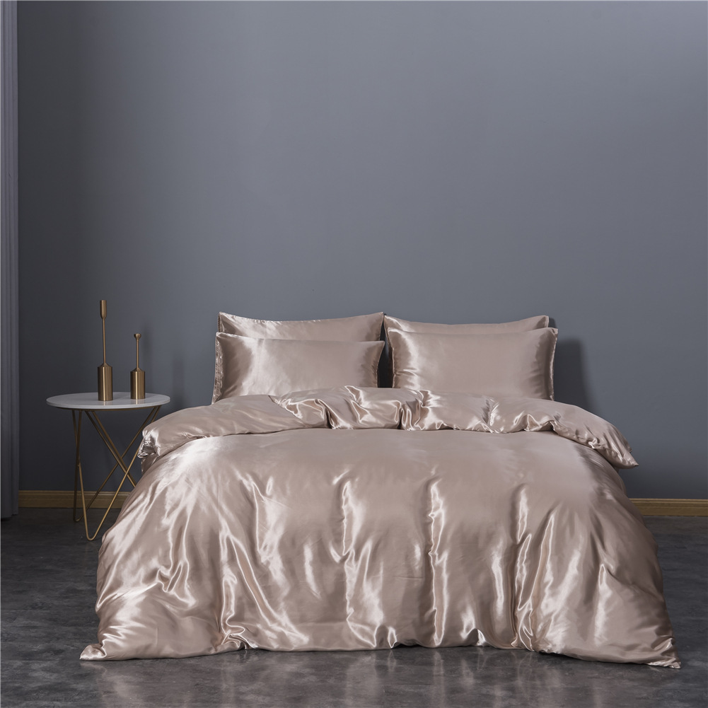Simulation Silk Three-piece Duvet Cover Bedding - Image 3