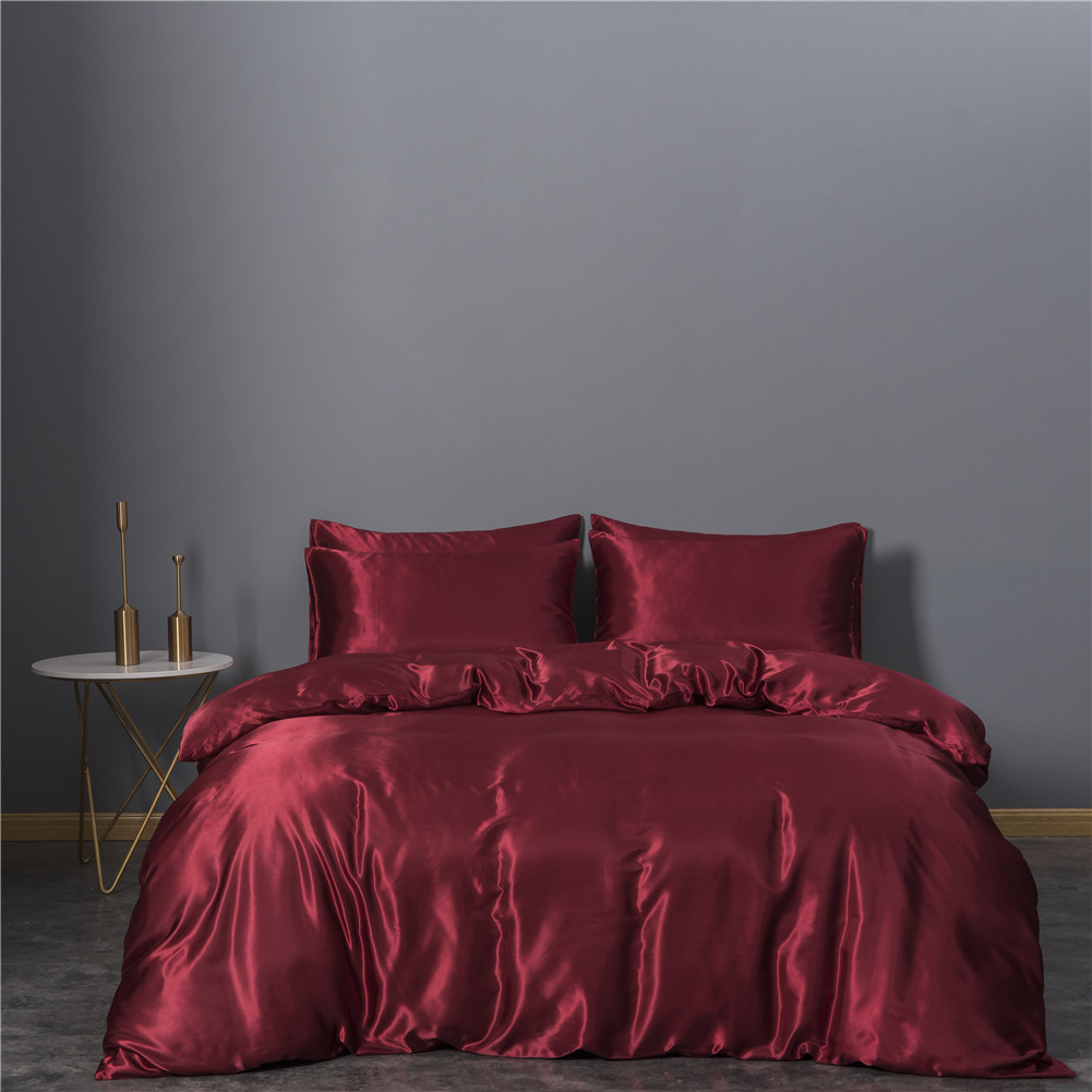 Simulation Silk Three-piece Duvet Cover Bedding - Image 7