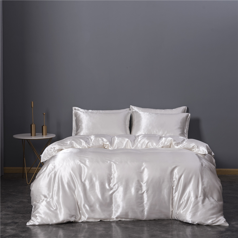 Simulation Silk Three-piece Duvet Cover Bedding - Image 2