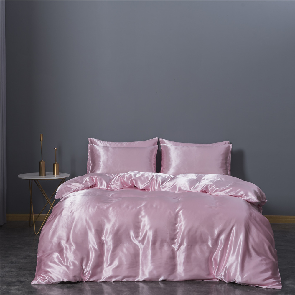 Simulation Silk Three-piece Duvet Cover Bedding - Image 6