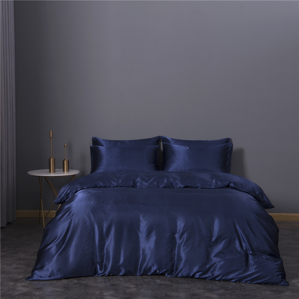 Simulation Silk Three-piece Duvet Cover Bedding - Image 4